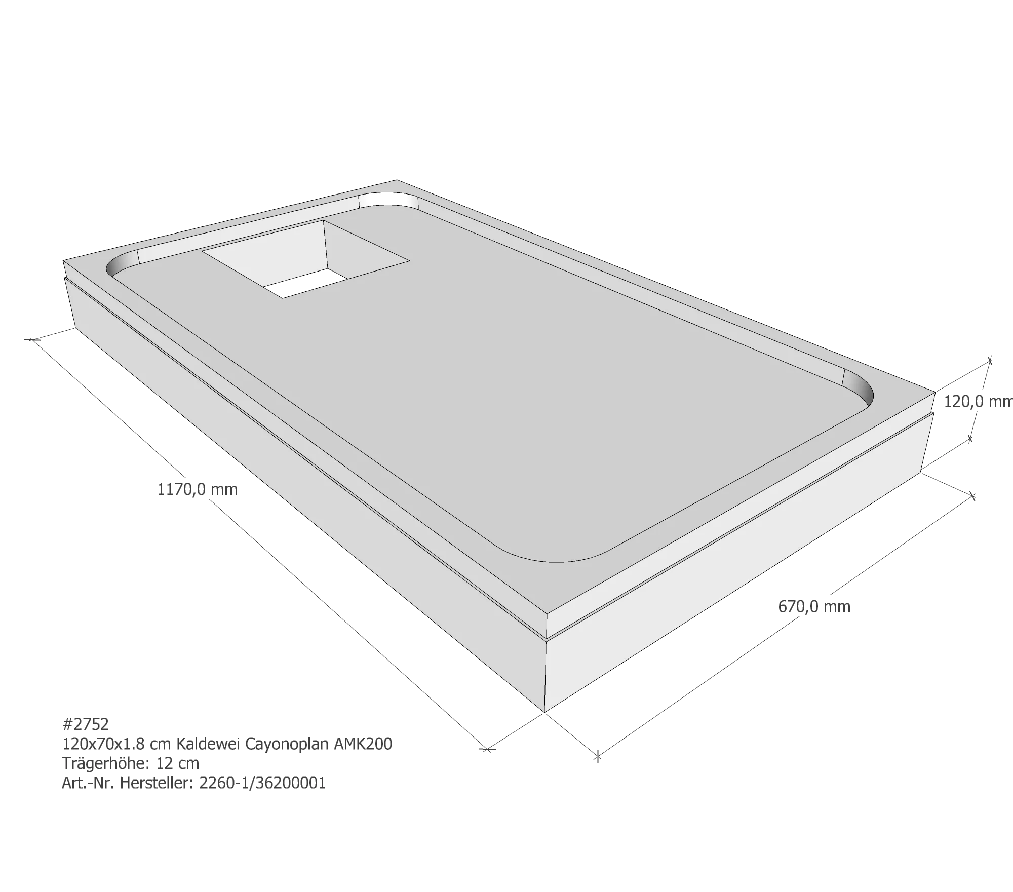 Duschwannenträger für Kaldewei Cayonoplan 120 × 70 × 1,8 cm Duschwannenträger für Kaldewei Cayonoplan 120 × 70 × 1,8 cm