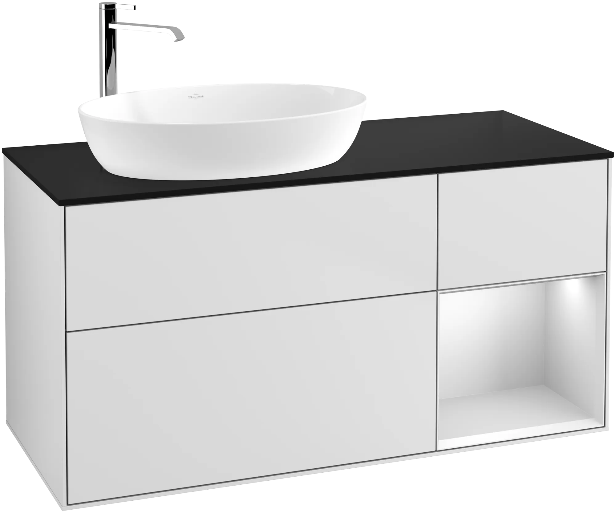Villeroy & Boch Finion Waschbeckenunterschrank G93 1200x603x501mm White Matt Lacquer / Glass Black Matt
