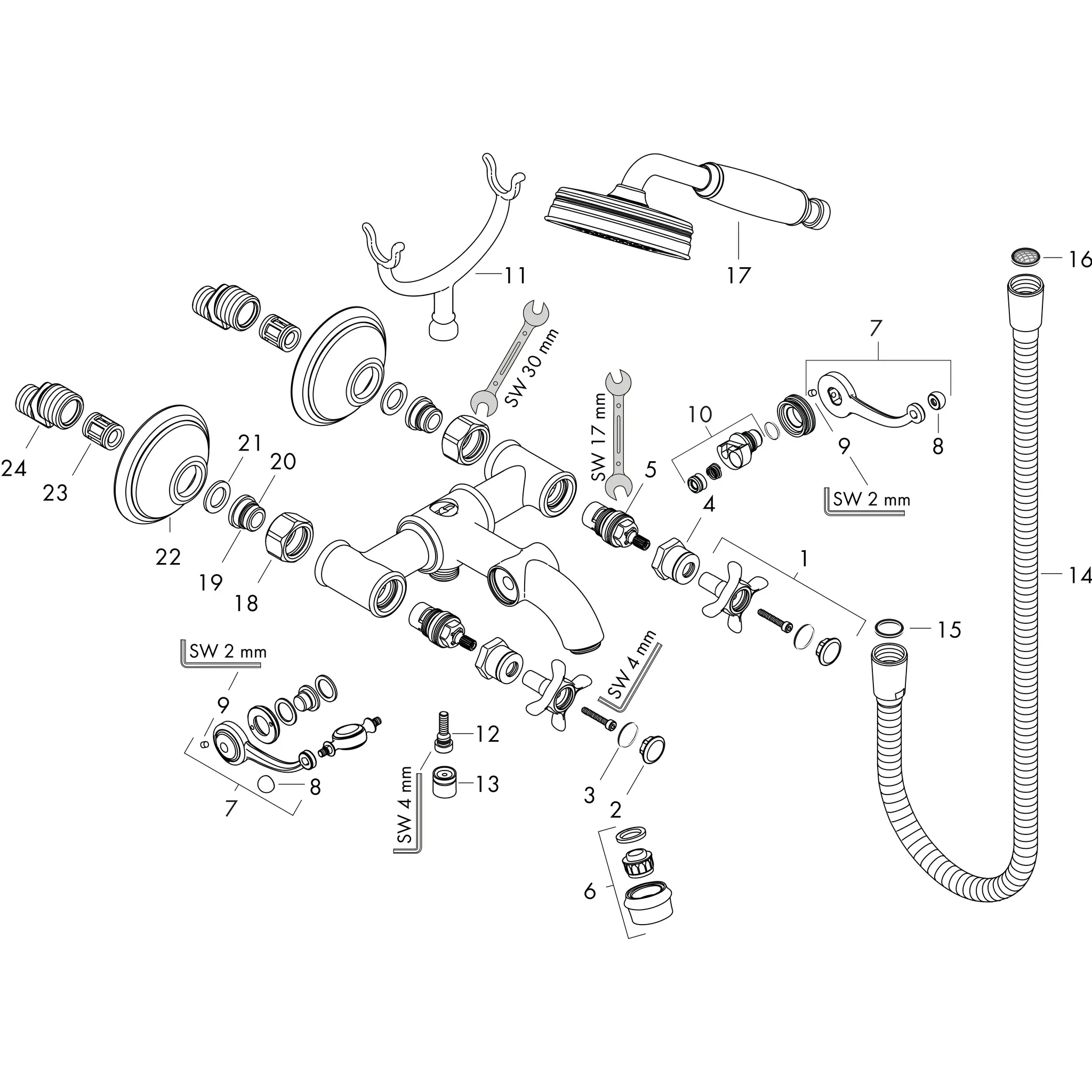 Zweigriff Wannenarmatur Aufputz Axor Montreux chrom Zweigriff Wannenarmatur Aufputz Axor Montreux chrom