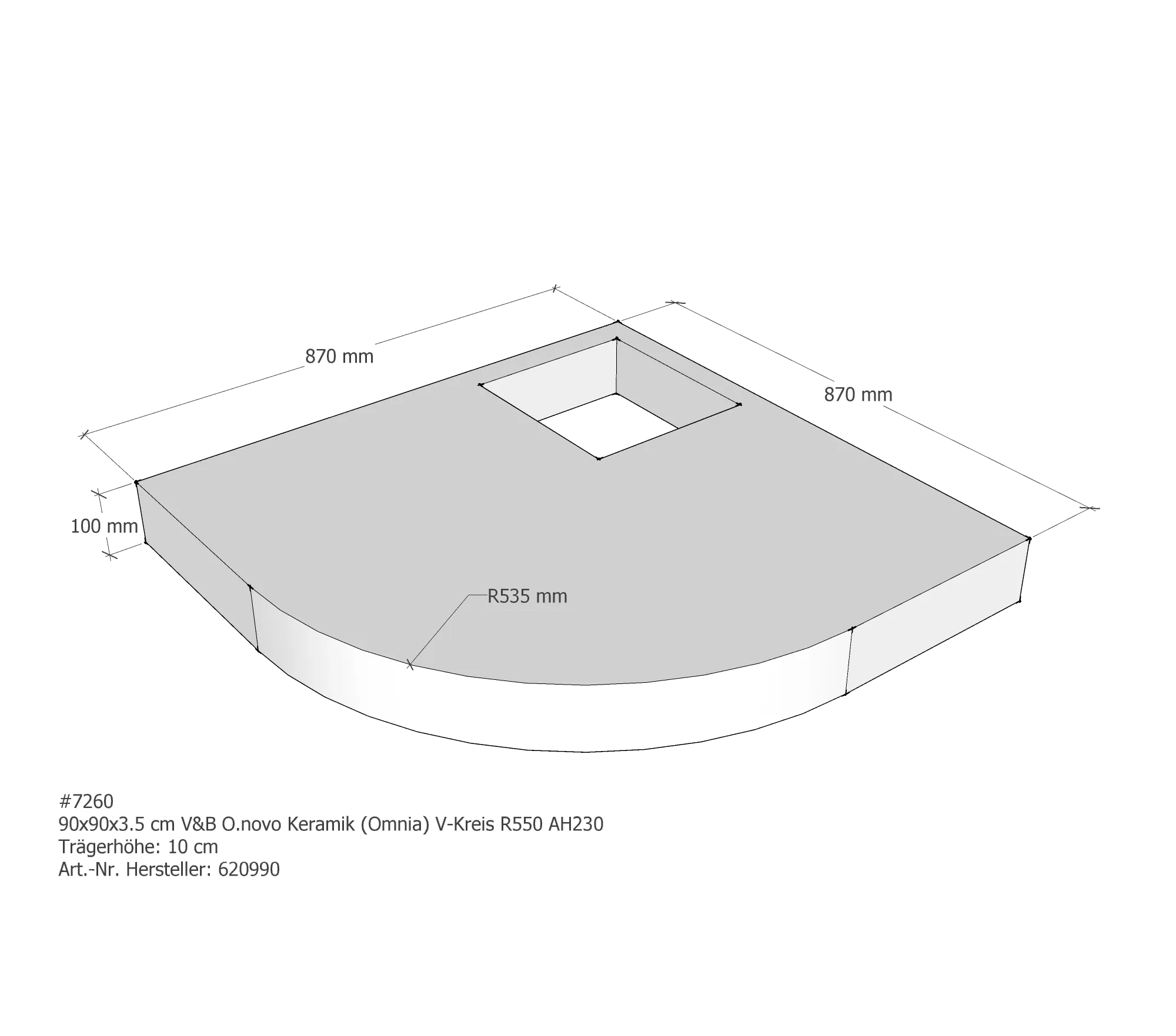Duschwannenträger passend für Villeroy & Boch O.novo 90 × 90 × 4 cm Duschwannenträger passend für Villeroy & Boch O.novo 90 × 90 × 4 cm