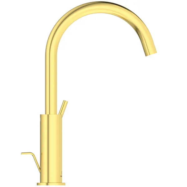 Waschtischarmatur Joy, mit hohem Auslauf, mit Ablaufgarnitur, Ausladung 169mm, Brushed Gold Waschtischarmatur Joy, mit hohem Auslauf, mit Ablaufgarnitur, Ausladung 169mm, Brushed Gold