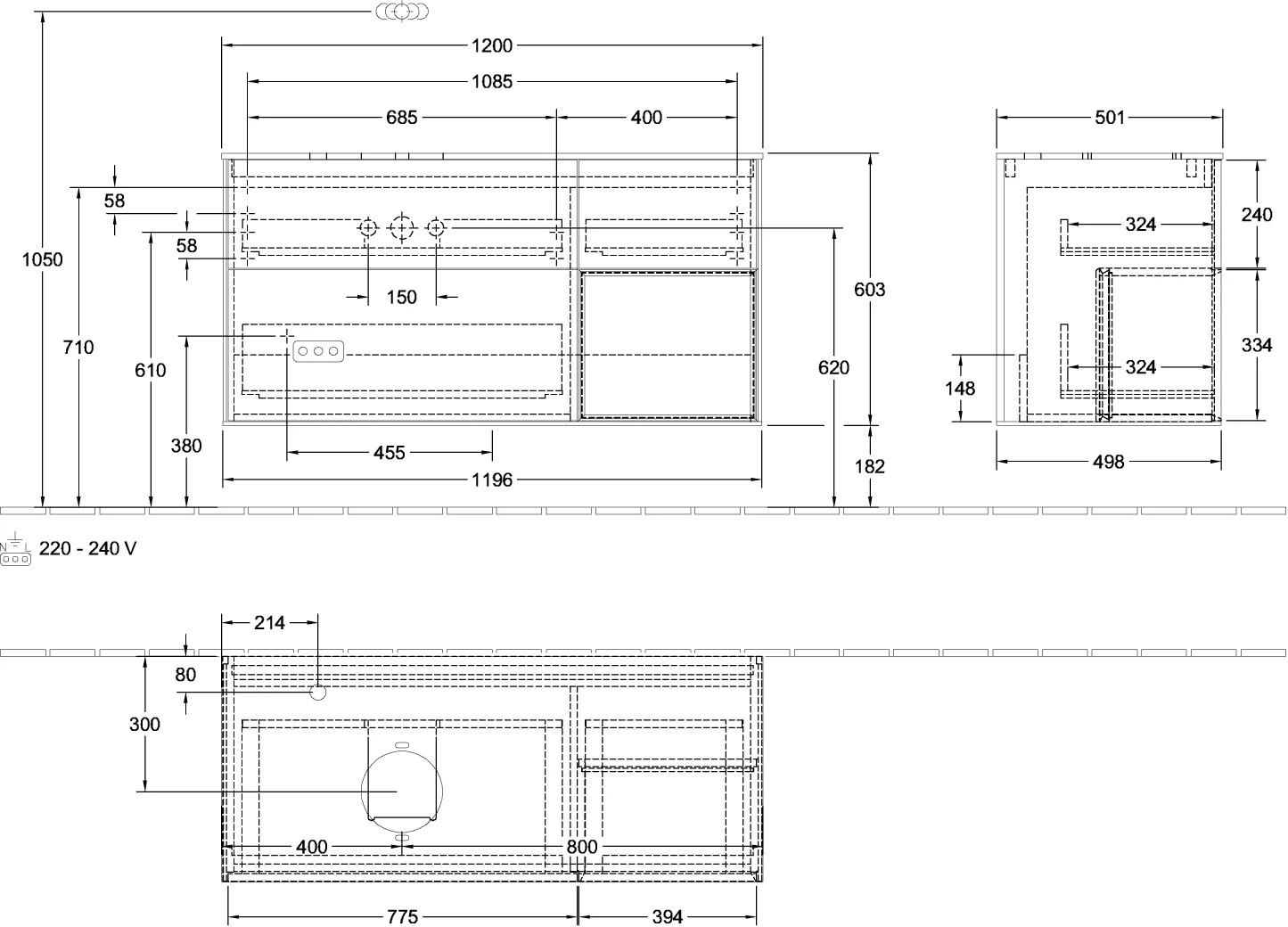 Villeroy & Boch Finion Waschbeckenunterschrank G93, 1200x603x501mm