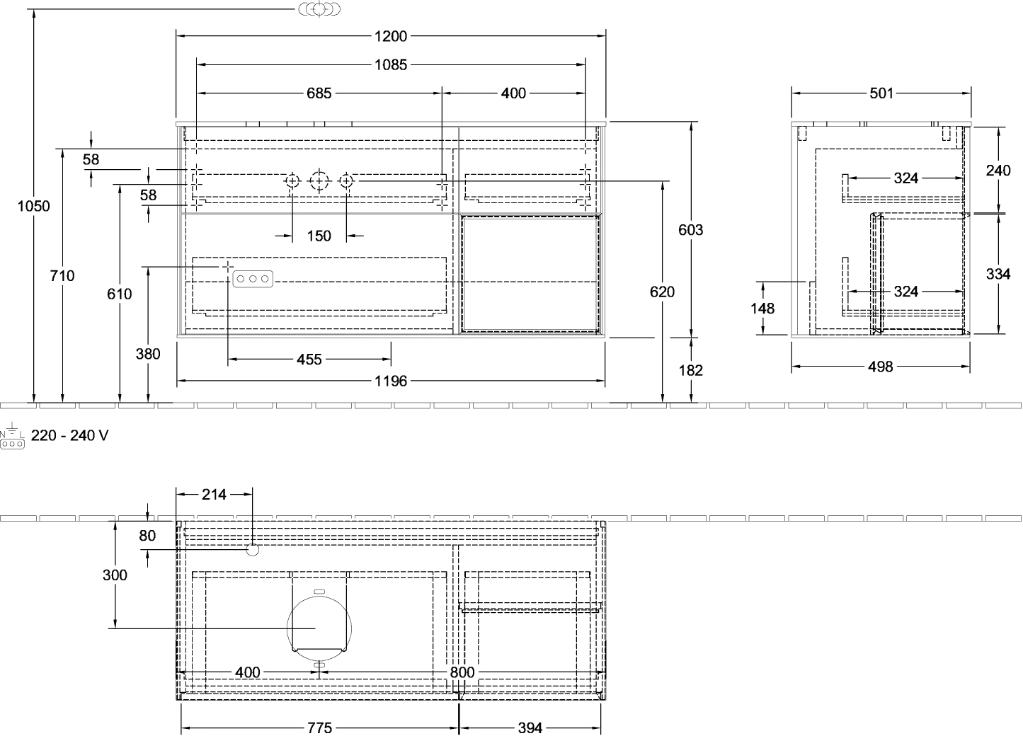 Villeroy & Boch Finion Waschbeckenunterschrank G93, 1200x603x501mm Villeroy & Boch Finion Waschbeckenunterschrank G93, 1200x603x501mm