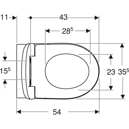 Wand-Tiefspül-WC Set mit WC-Sitz „Renova“ 37 × 40,5 × 54 cm, ohne Spülrand, Soft Closing, Quick Release