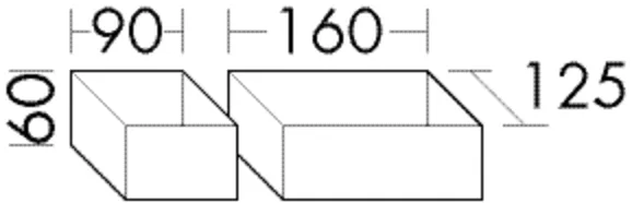 Burgbad Boxen-Set Zubehör Serie Fiumo Reling, ABS-Kunststoff, 125x250x60 mm
