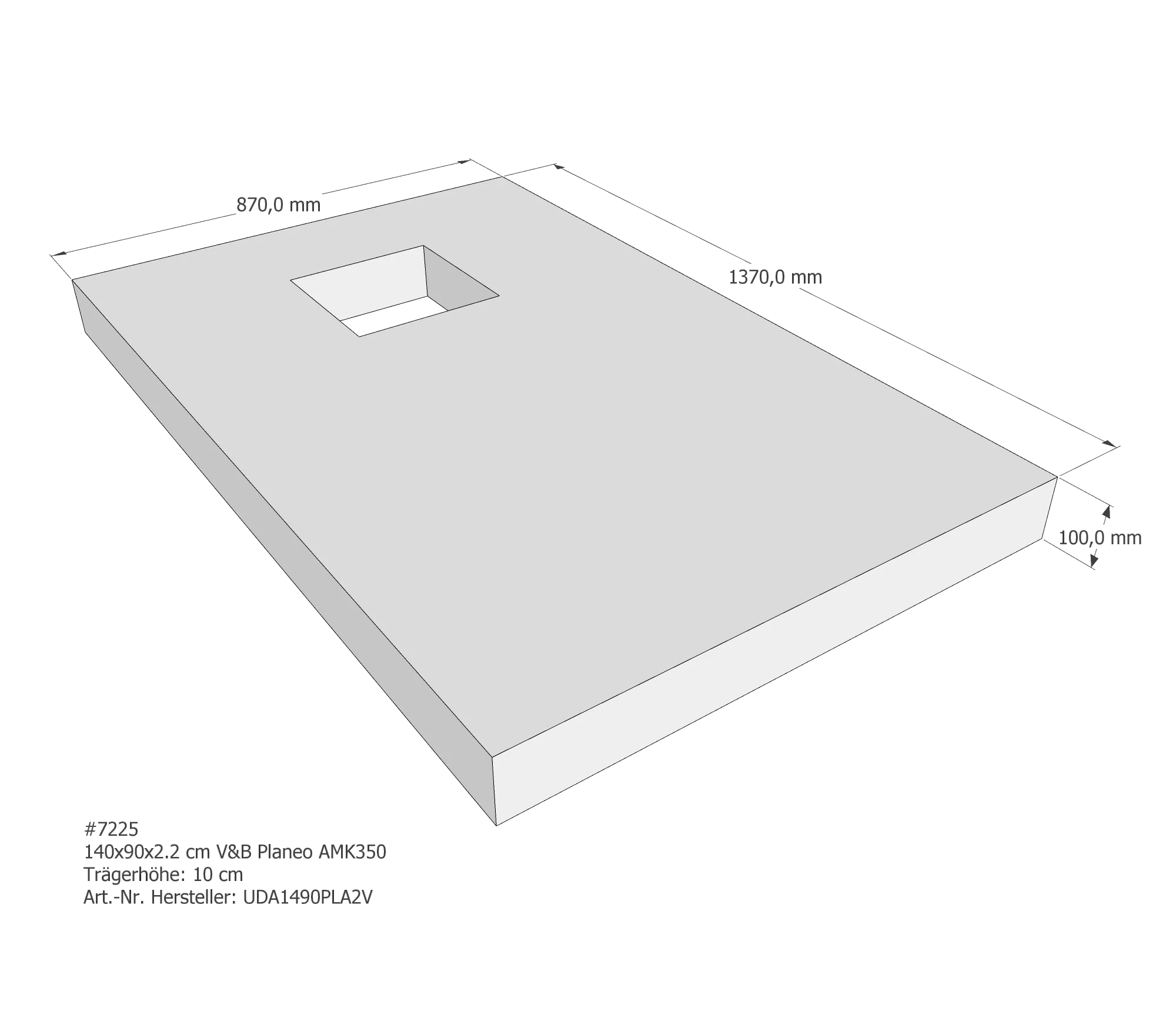 Duschwannenträger für Villeroy & Boch Planeo 140 × 90 × 2,2 cm Duschwannenträger für Villeroy & Boch Planeo 140 × 90 × 2,2 cm