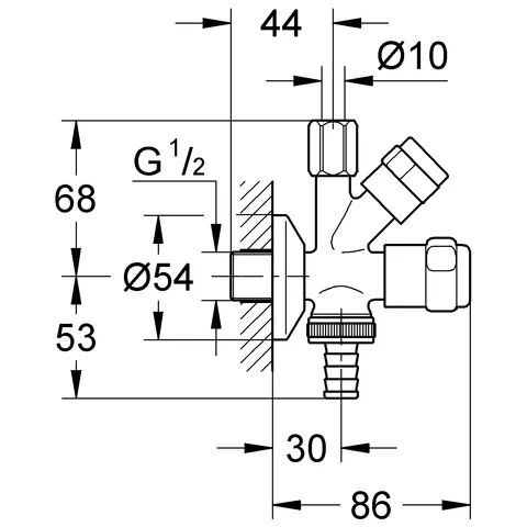 Grohe Original WAS Kombi-Eckventil DN 15 41073, Wandmontage, Kupferrohranschluss, chrom Grohe Original WAS Kombi-Eckventil DN 15 41073, Wandmontage, Kupferrohranschluss, chrom