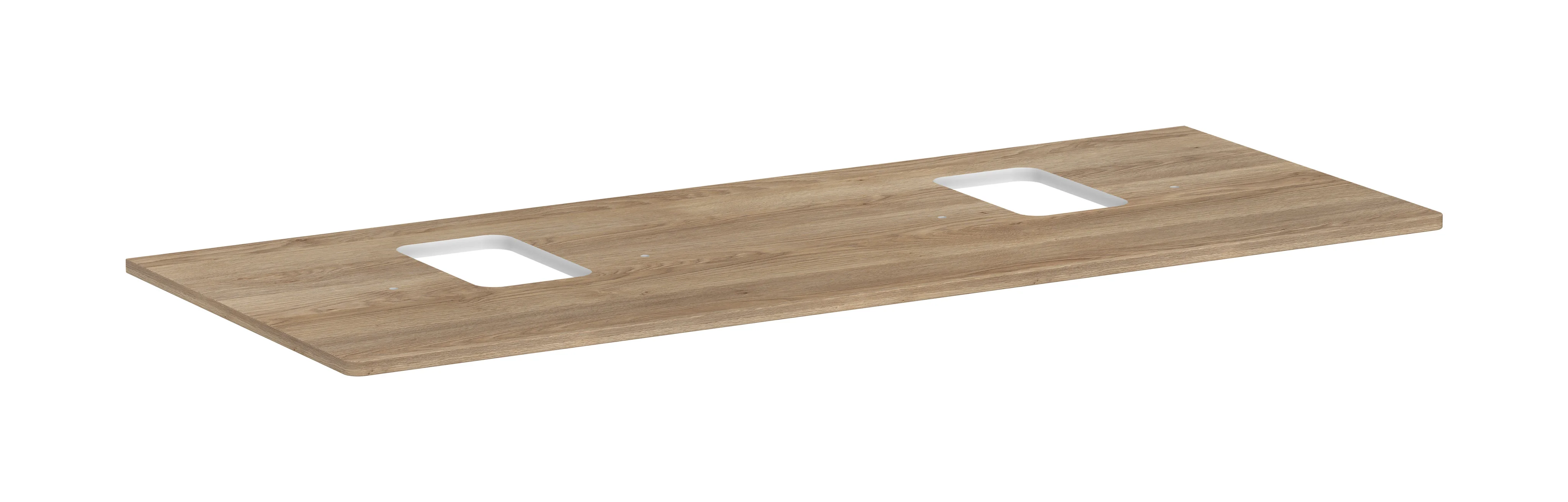 Hansgrohe Xelu Q Konsole in Eiche Natur, 1360x540 mm, mit 2 mittigen Ausschnitten für Aufsatzwaschtisch mit Hahnloch Hansgrohe Xelu Q Konsole in Eiche Natur, 1360x540 mm, mit 2 mittigen Ausschnitten für Aufsatzwaschtisch mit Hahnloch