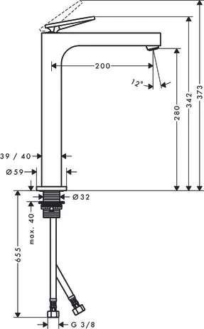 Waschtischmischer 280 Axor Citterio für Waschsch.m.Hebelgr.Rautenschliff chr Waschtischmischer 280 Axor Citterio für Waschsch.m.Hebelgr.Rautenschliff chr