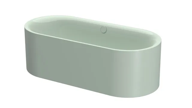 Bette BetteLux Oval Silhouette Badewanne, freistehend, oval, 1800x800 mm, Salvia, glasierter Titan-Stahl, 2-Sitzer, Randhöhe 575 mm