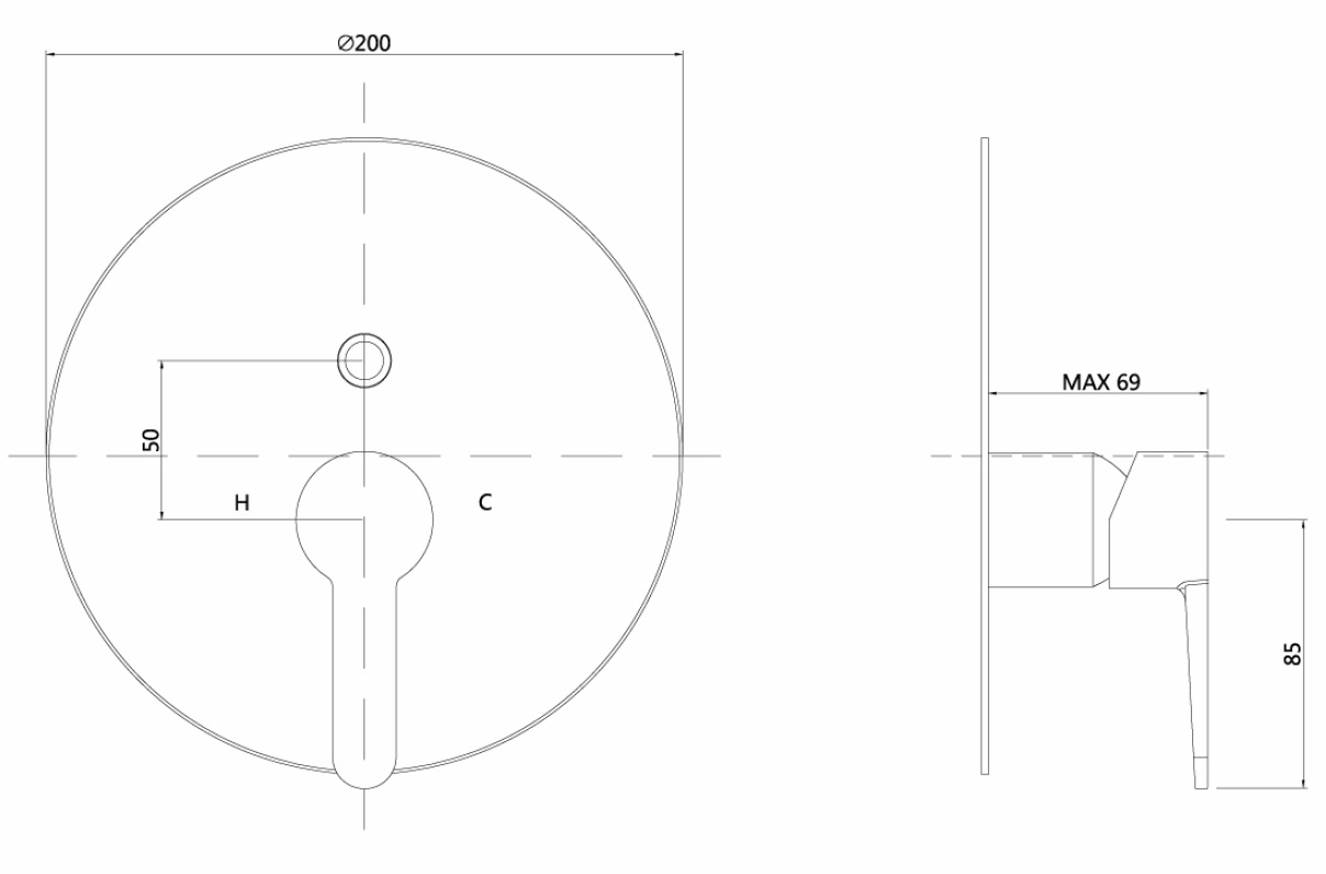 Fertigmontageset Wanne AqvaBasic III zu Art. 092564750 C-Box - Abdeckrosette - Hülse und Kappe - Hebel - inkl. Funktionseinheit mit automatischem Tastumsteller - chrom