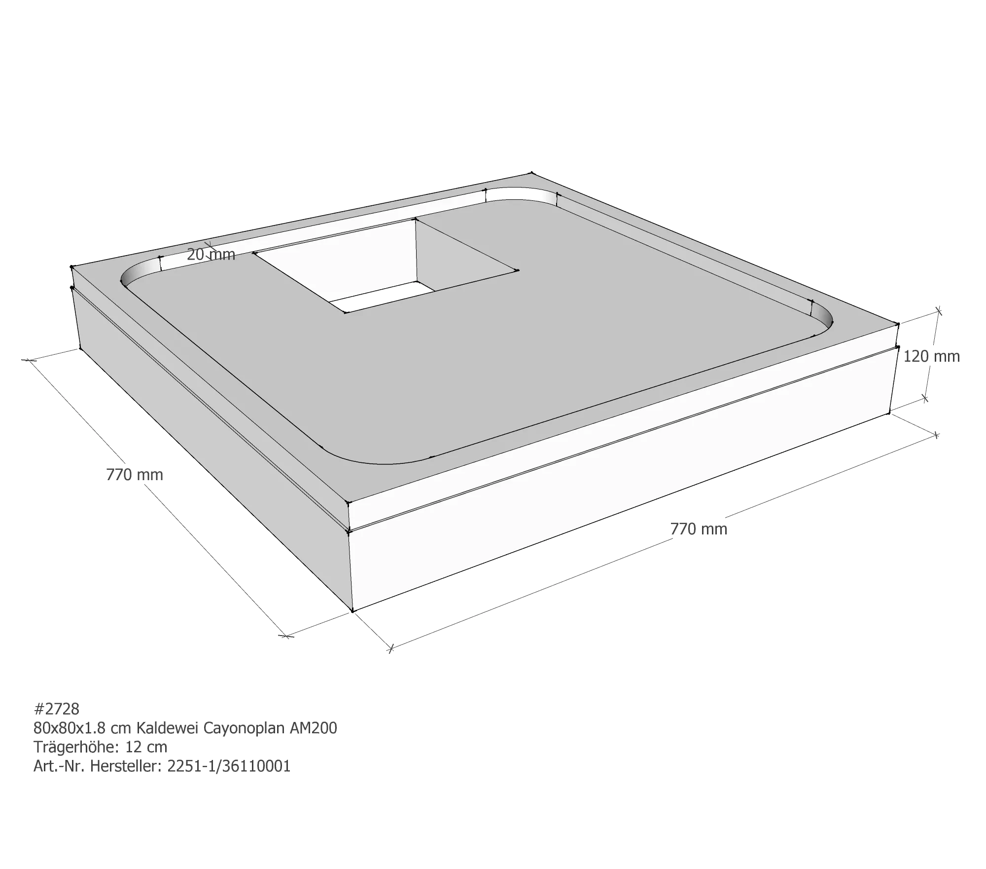 Duschwannenträger für Kaldewei Cayonoplan 80 × 80 × 1,8 cm Breite: 80 cm / Länge: 80 cm Duschwannenträger für Kaldewei Cayonoplan 80 × 80 × 1,8 cm Breite: 80 cm / Länge: 80 cm