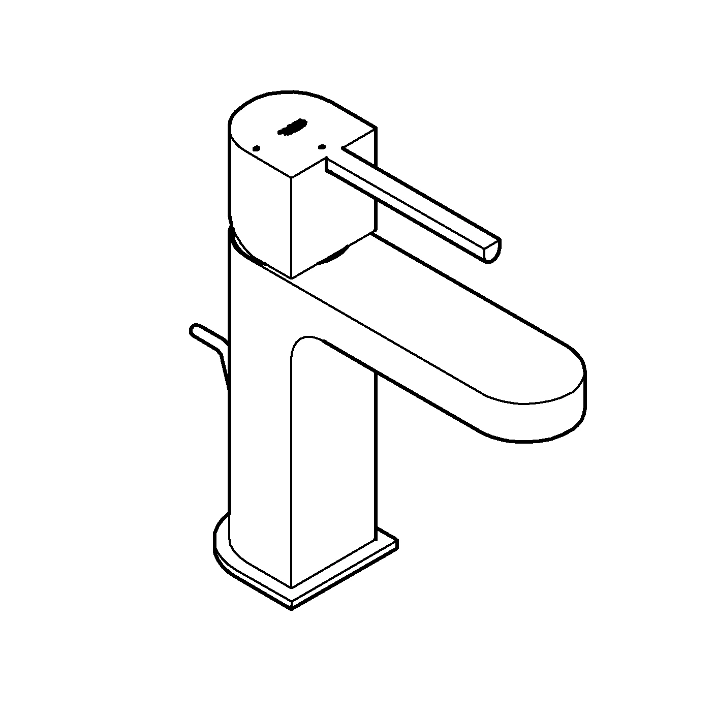 Einhand-Waschtischbatterie Plus 23870_3, S-Size, Einlochmontage, Energie-Spar-Funktion Mittelstellung kalt, Zugstangen-Ablaufgarnitur 1 1/4″, chrom