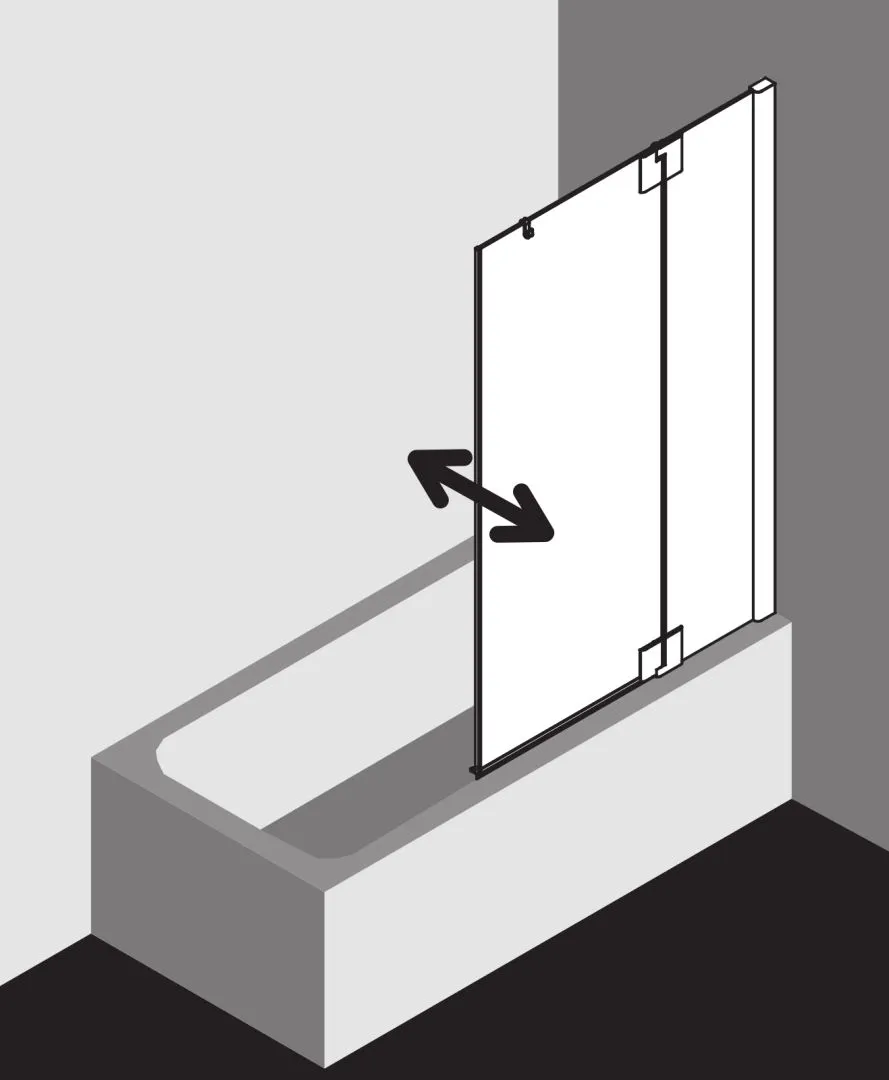 PASA XP PXDTR Pendelflügel mit Festfeld rechts, Höhe 1500 mm, Breitenverstellmaß 770-800 mm, Farbe Silber Mattglanz, Glas ESG Klar
