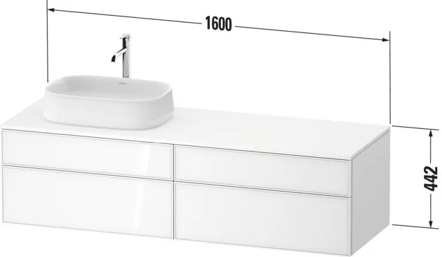 Duravit Waschtischunterschrank wandhängend „Zencha“ 160 × 44,2 × 55 cm