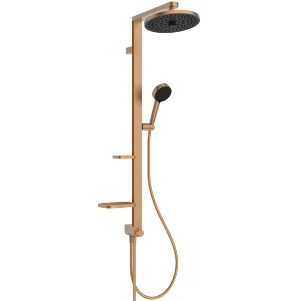 Ideal Standard Ceratwist Alu+ Duschsystem, Bronze, Aufputz, 100% recyceltes Aluminium, 2 Strahlarten Hand- und Kopfbrause