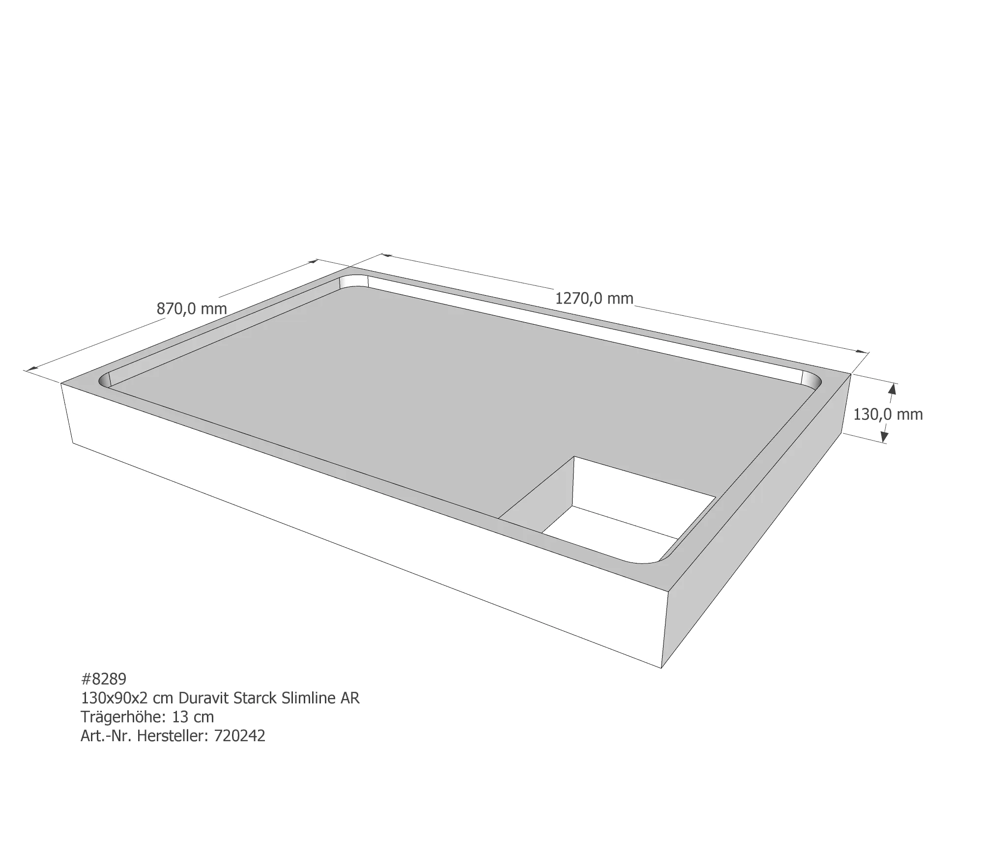 Duschwannenträger für Duravit Starck Slimline 130 × 90 × 2 cm Breite: 90 cm / Länge: 130 cm Duschwannenträger für Duravit Starck Slimline 130 × 90 × 2 cm Breite: 90 cm / Länge: 130 cm