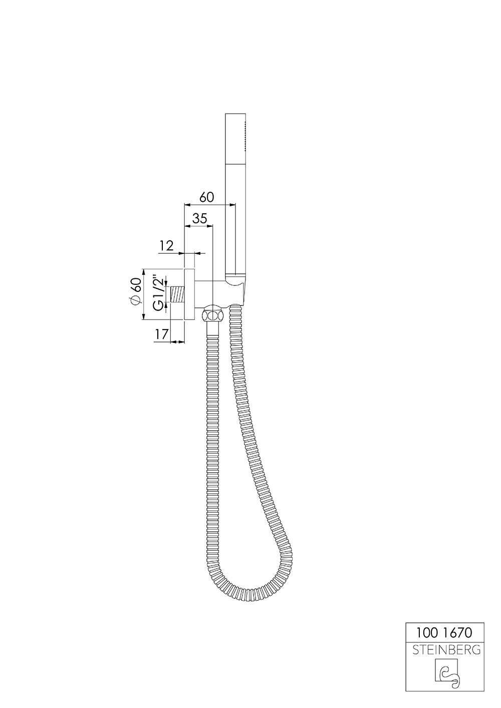 Serie 100 Handbrausegarnitur mit integriertem Brauseanschlussbogen ½″ Serie 100 Handbrausegarnitur mit integriertem Brauseanschlussbogen ½″