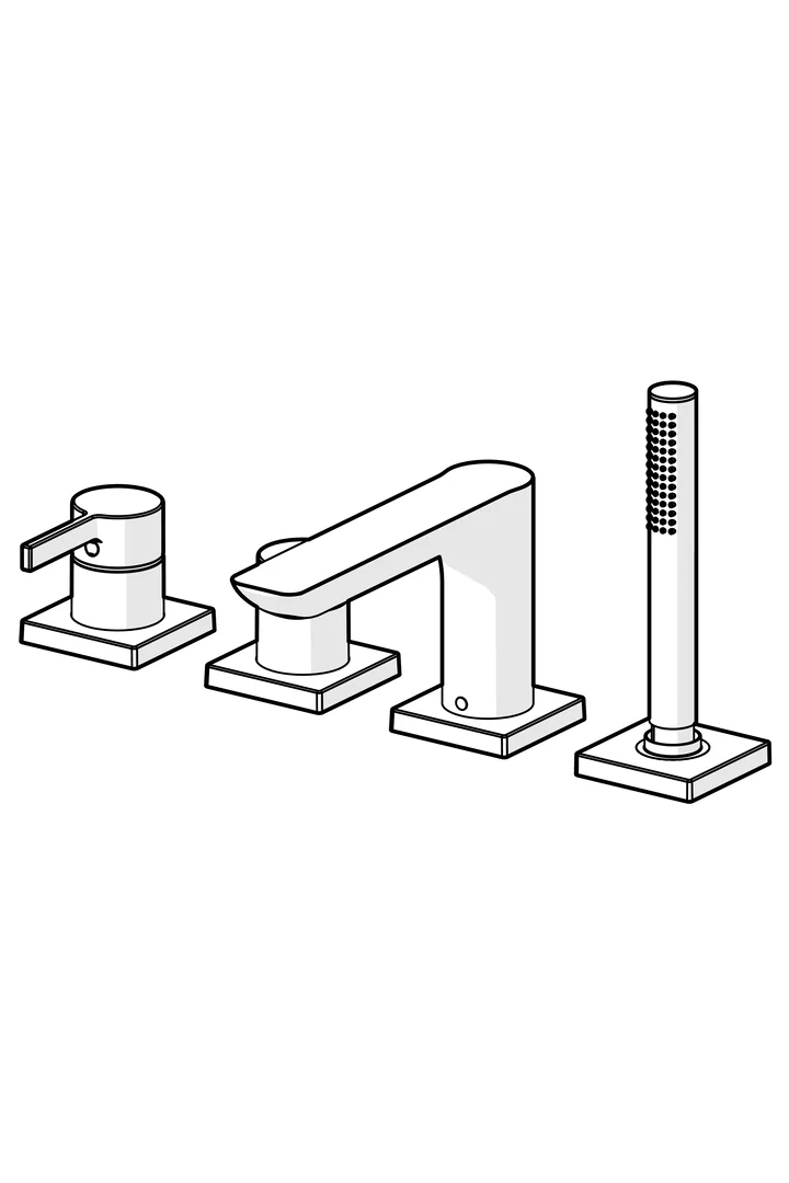 HansaLOFT Wannenarmatur HansaLOFT 5775 Einhebelmischer Fertigmontageset für Wanne/Brause 75x75 mm Chrom