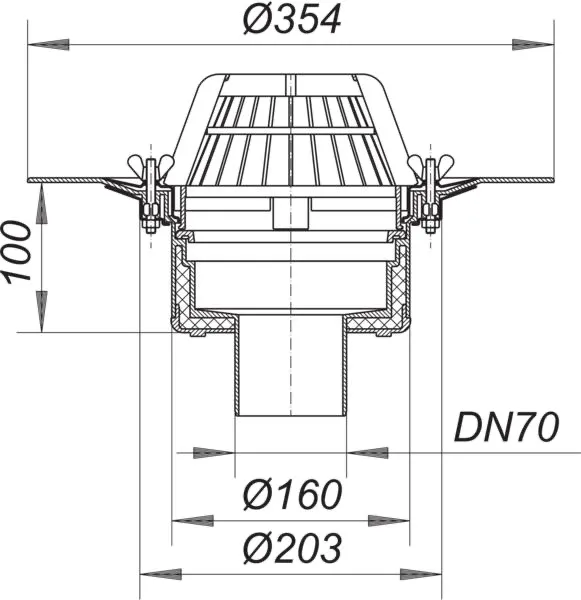 Dachablauf 62 Schraubflansch, DN 70 Dachablauf 62 Schraubflansch, DN 70