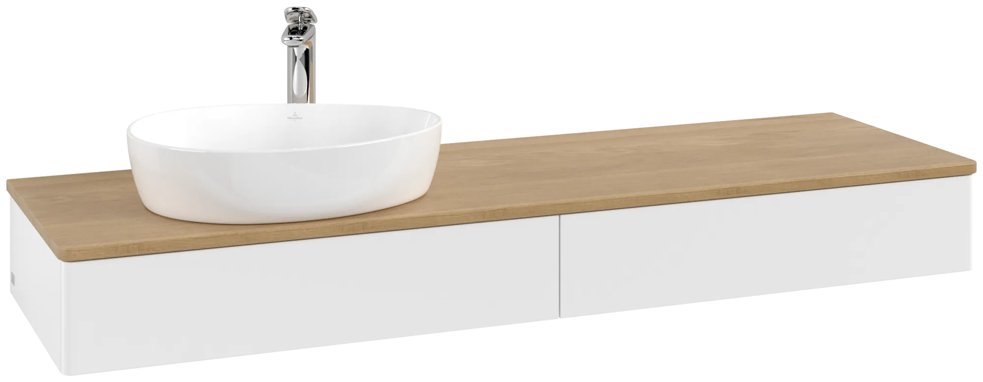 Villeroy & Boch Antao Waschbeckenunterschrank L15_5, 1600x190x500mm, White Matt Lacquer / Honey Oak