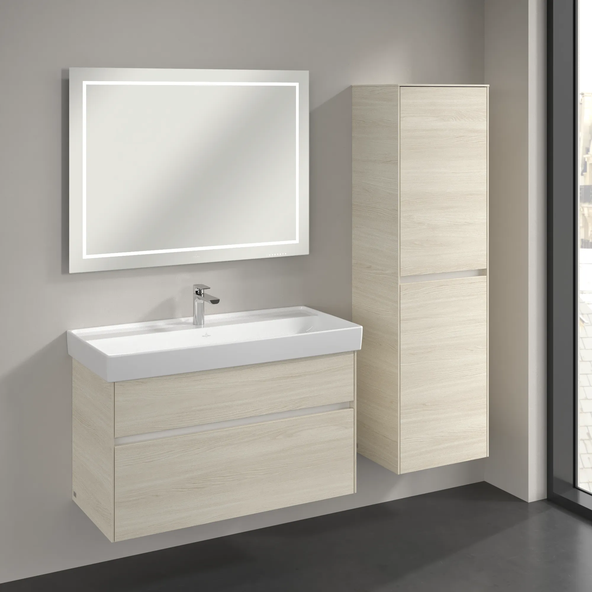 Villeroy & Boch Hochschrank mit Wäschekorb „Collaro“ 45,4 × 153,8 × 34,9 cm ohne Beleuchtung, Anschlag rechts, 1 Tür Villeroy & Boch Hochschrank mit Wäschekorb „Collaro“ 45,4 × 153,8 × 34,9 cm ohne Beleuchtung, Anschlag rechts, 1 Tür