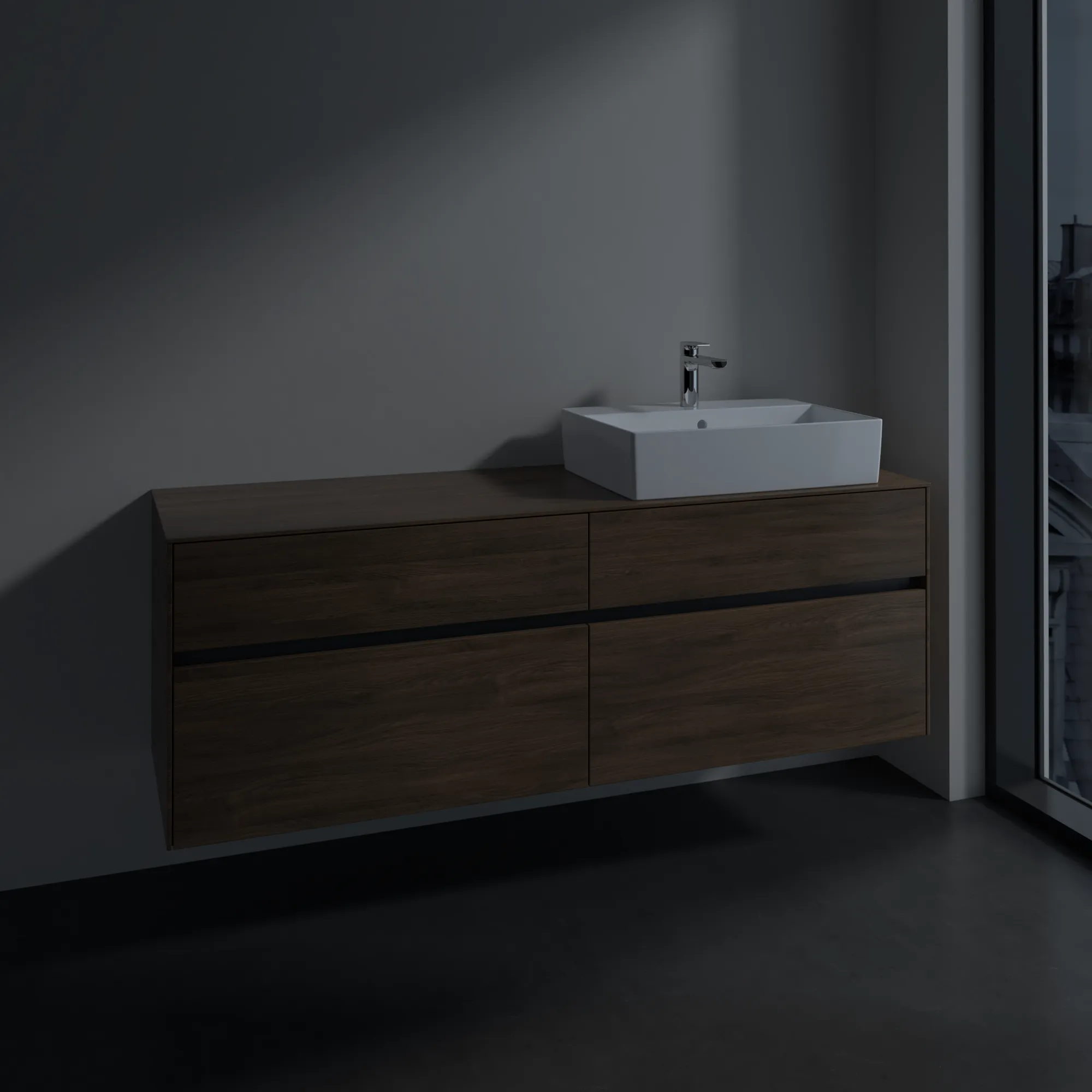 Villeroy & Boch Waschbeckenunterschrank Collaro Arizona Oak, 1600x548x500 mm, Eckig mit SoftClosing, 4 Auszüge