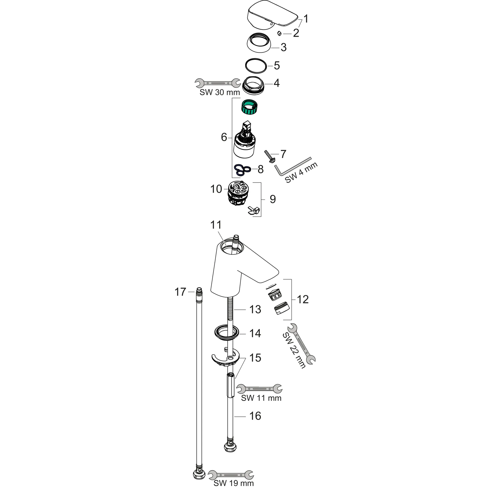 Waschtischmischer Logis 70 mit Push-Open Ablaufgarnitur chrom