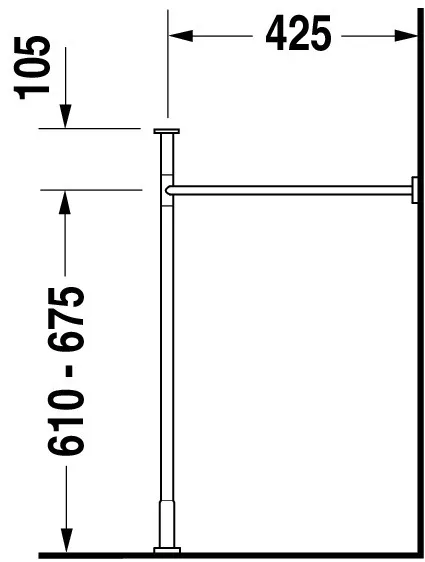 Duravit Vero Metallkonsole Chrom Poliert, höhenverstellbar, 425x1125x715-780 mm, Bodenstehend mit Wandbefestigung