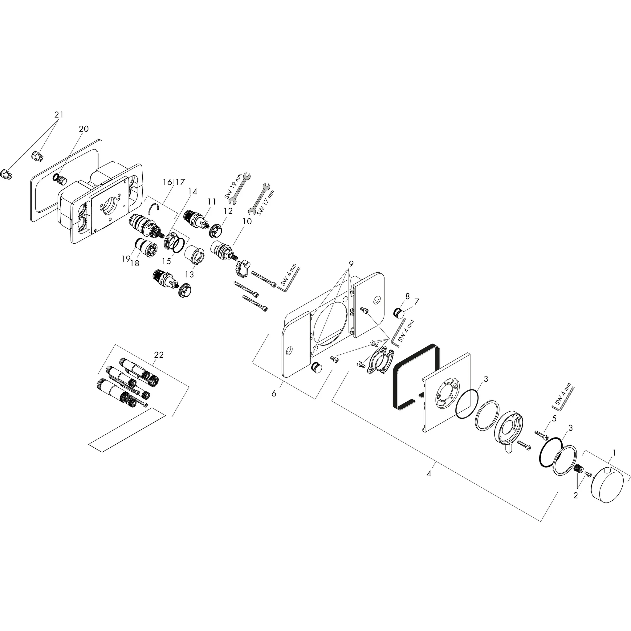 Hansgrohe AXOR One Thermostatmodul Unterputz für 2 Verbraucher, Mattschwarz Hansgrohe AXOR One Thermostatmodul Unterputz für 2 Verbraucher, Mattschwarz