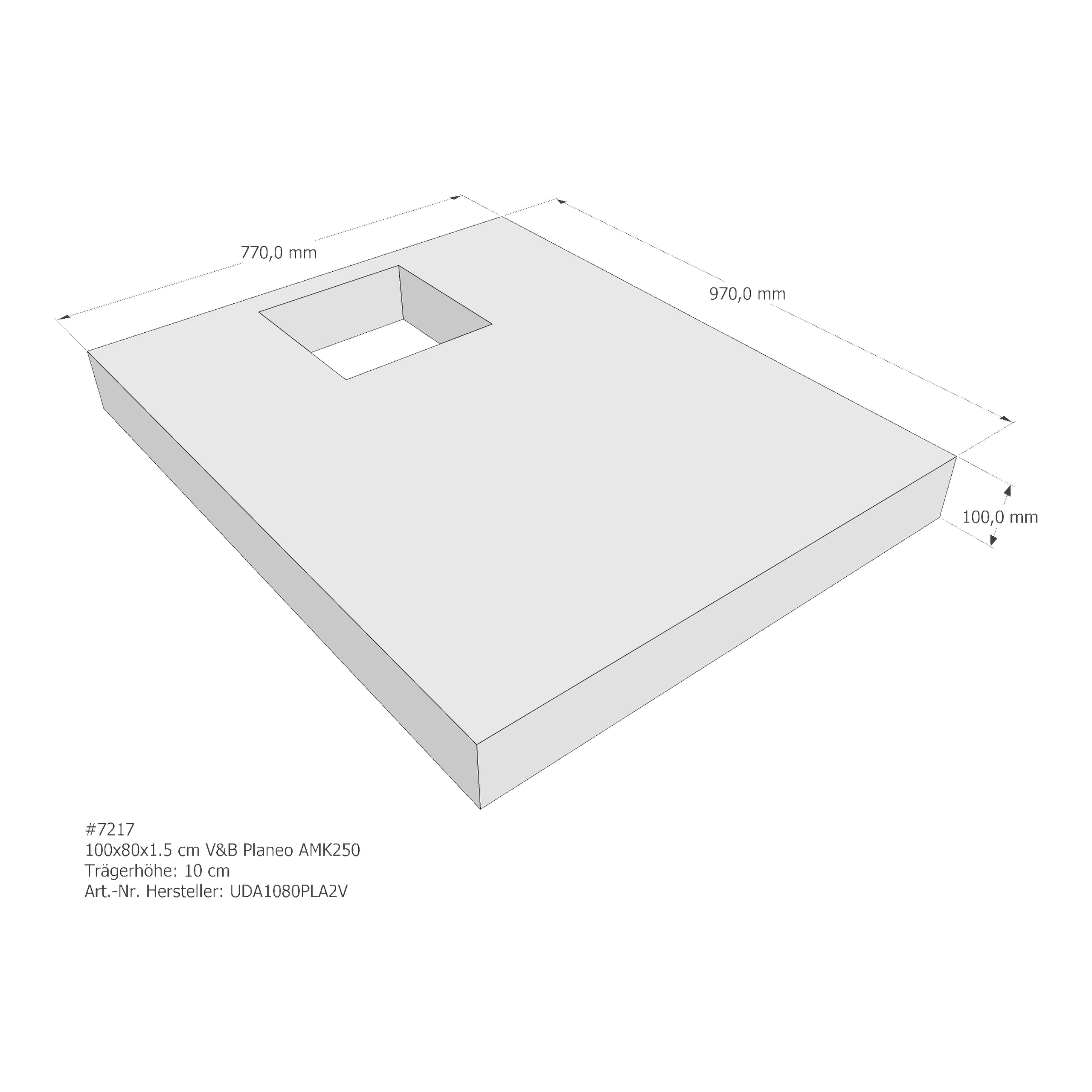 Duschwannenträger für Villeroy & Boch Planeo 100 × 80 × 1,5 cm
