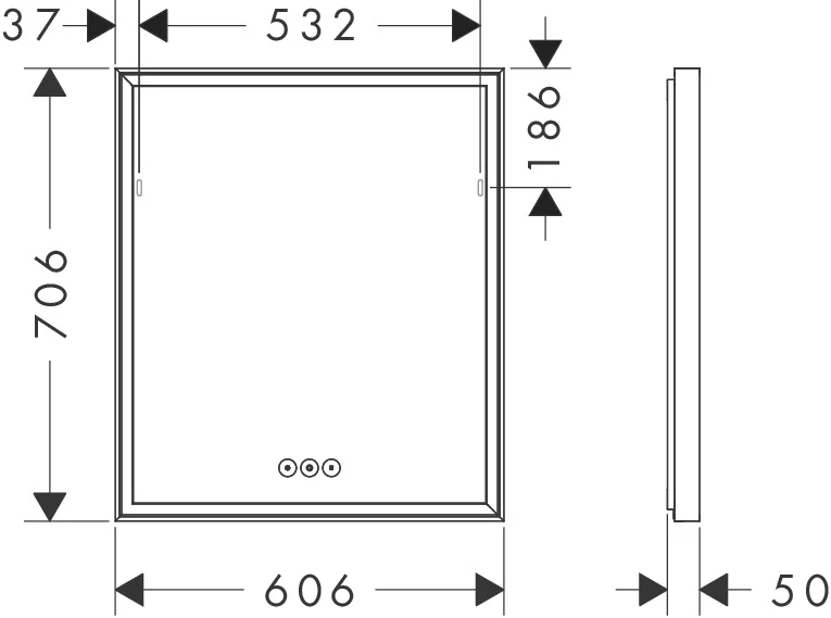 Hansgrohe Xarita E Spiegel 600/700/50, Mattweiß, LED-Beleuchtung mit kapazitivem Berührungssensor, AntiFog-Spiegelheizung Hansgrohe Xarita E Spiegel 600/700/50, Mattweiß, LED-Beleuchtung mit kapazitivem Berührungssensor, AntiFog-Spiegelheizung