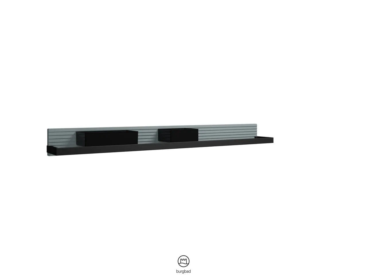 Wandboard Fiumo von burgbad - Metallreling, Plisseestruktur, Schwarz, 1.200 x 150 x 117 mm