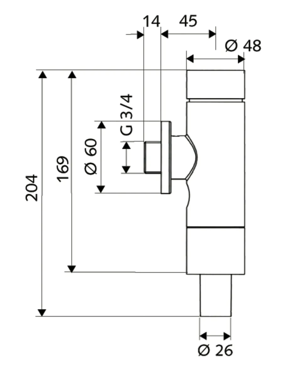 Aufputz-WC-Druckspüler OMAT Basic SV, DN 20, Aufputz-WC-Druckspüler, Vorabsperrung, Spülstrom: 1,0 - 1,3 l/s, DN 20 G 3/4 AG, Anschluss Spülrohr: Ø 26 mm, chrom