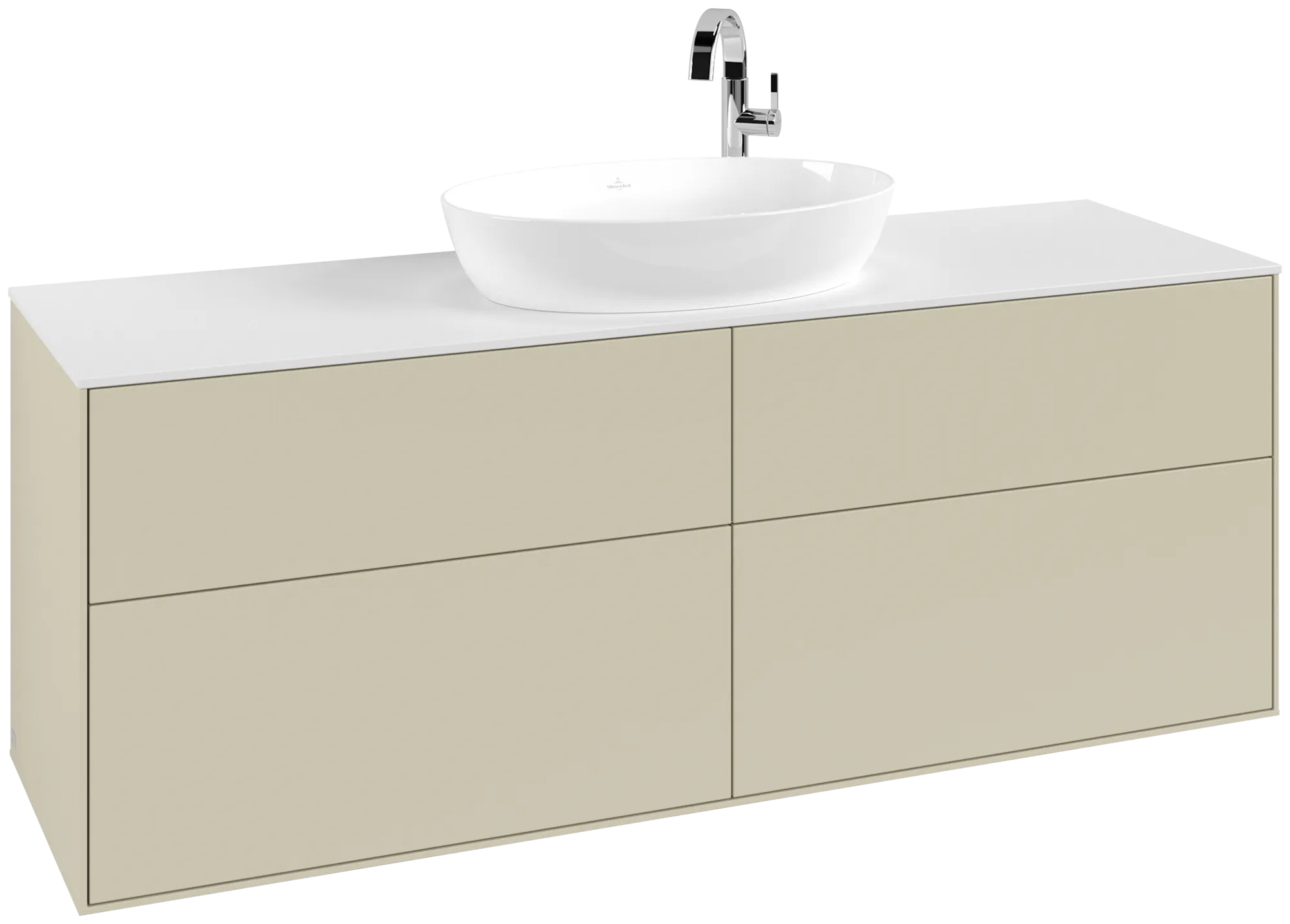 Villeroy & Boch Finion Waschbeckenunterschrank G97, 1600x603x501mm, Silk Grey Matt Lacquer / Glass White Matt