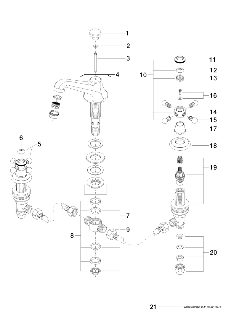 Dornbracht Madison Waschtisch-Dreilochbatterie mit Ablaufgarnitur - Platin Dornbracht Madison Waschtisch-Dreilochbatterie mit Ablaufgarnitur - Platin