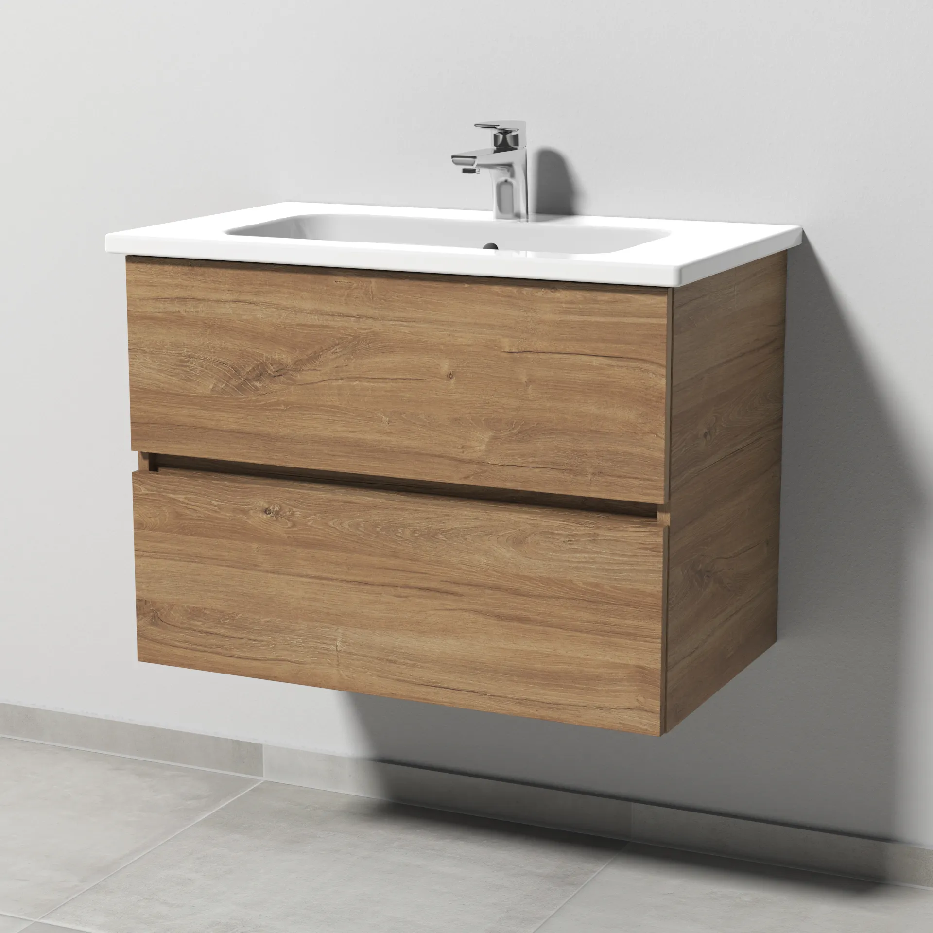Sanipa Keramik-Waschtisch-Waschtischunterschrank mit Waschtischunterschrank „Solo One“ 740 × 555 × 450 mm in Eiche Kansas Sanipa Keramik-Waschtisch-Waschtischunterschrank mit Waschtischunterschrank „Solo One“ 740 × 555 × 450 mm in Eiche Kansas