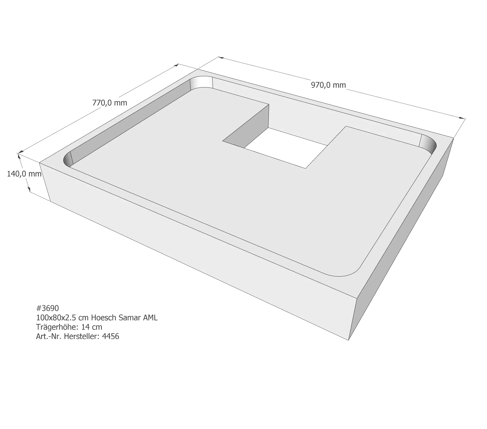 Duschwannenträger für Hoesch Samar 100 × 80 × 2,5 cm Duschwannenträger für Hoesch Samar 100 × 80 × 2,5 cm