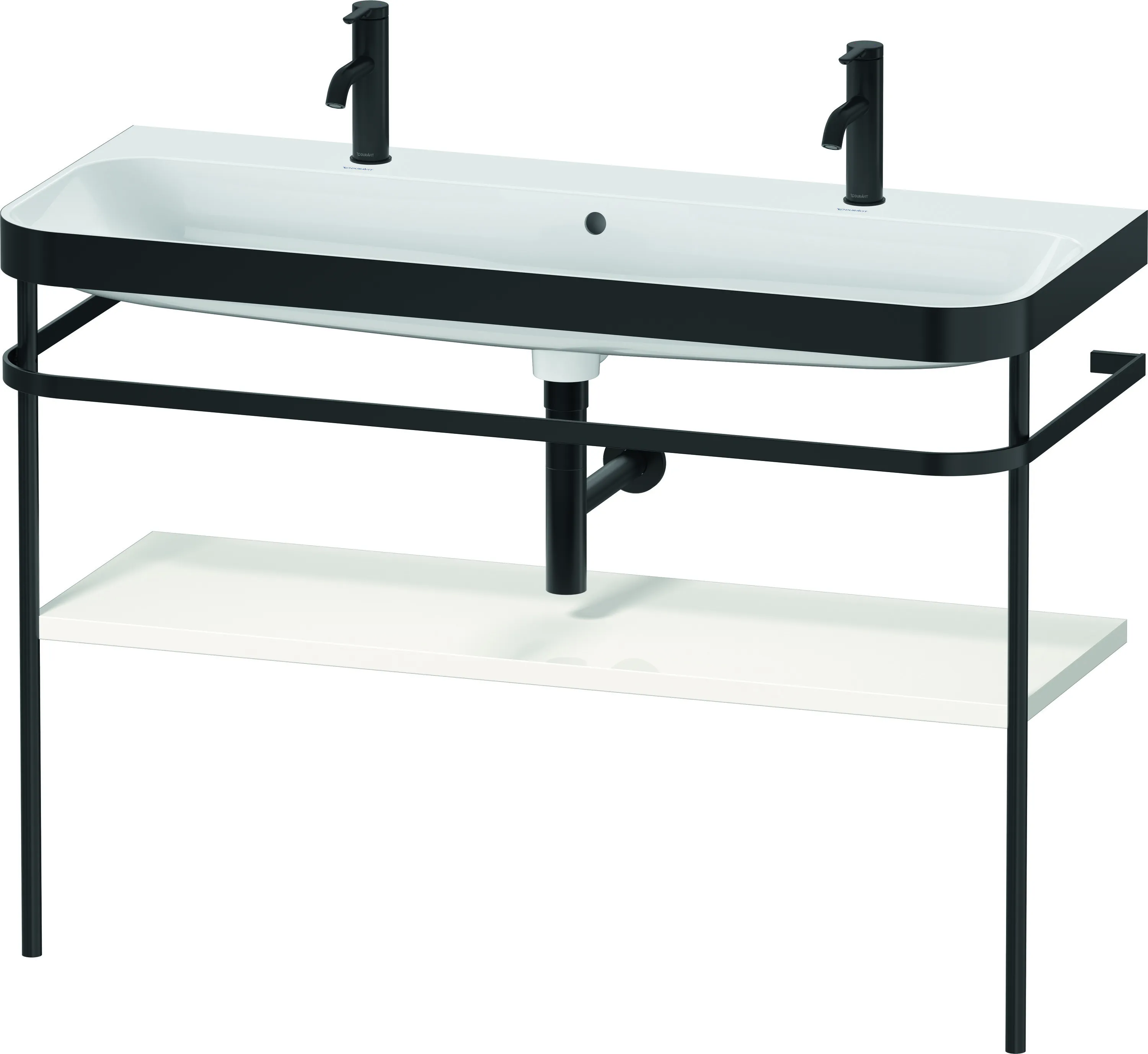 Duravit Waschtischunterschrank mit Metallkonsole „Happy D.2 Plus“ 117,5 × 85 × 49 cm in Weiß Hochglanz