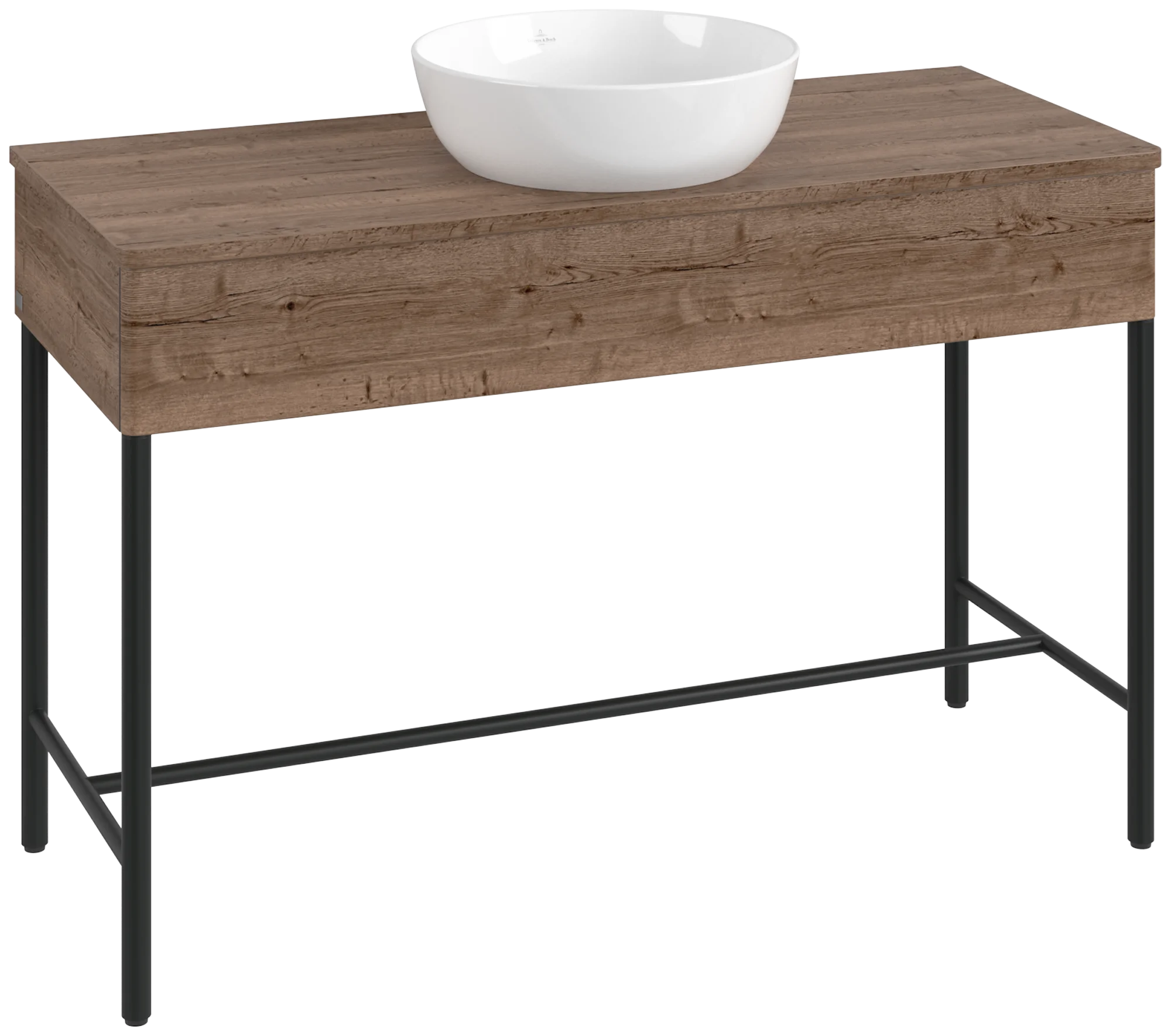 Villeroy & Boch Waschbeckenunterschrank Artis, Eckig, Tobacco Oak, 1.200 x 782 x 500 mm, mit Metallgestell und Beleuchtung
