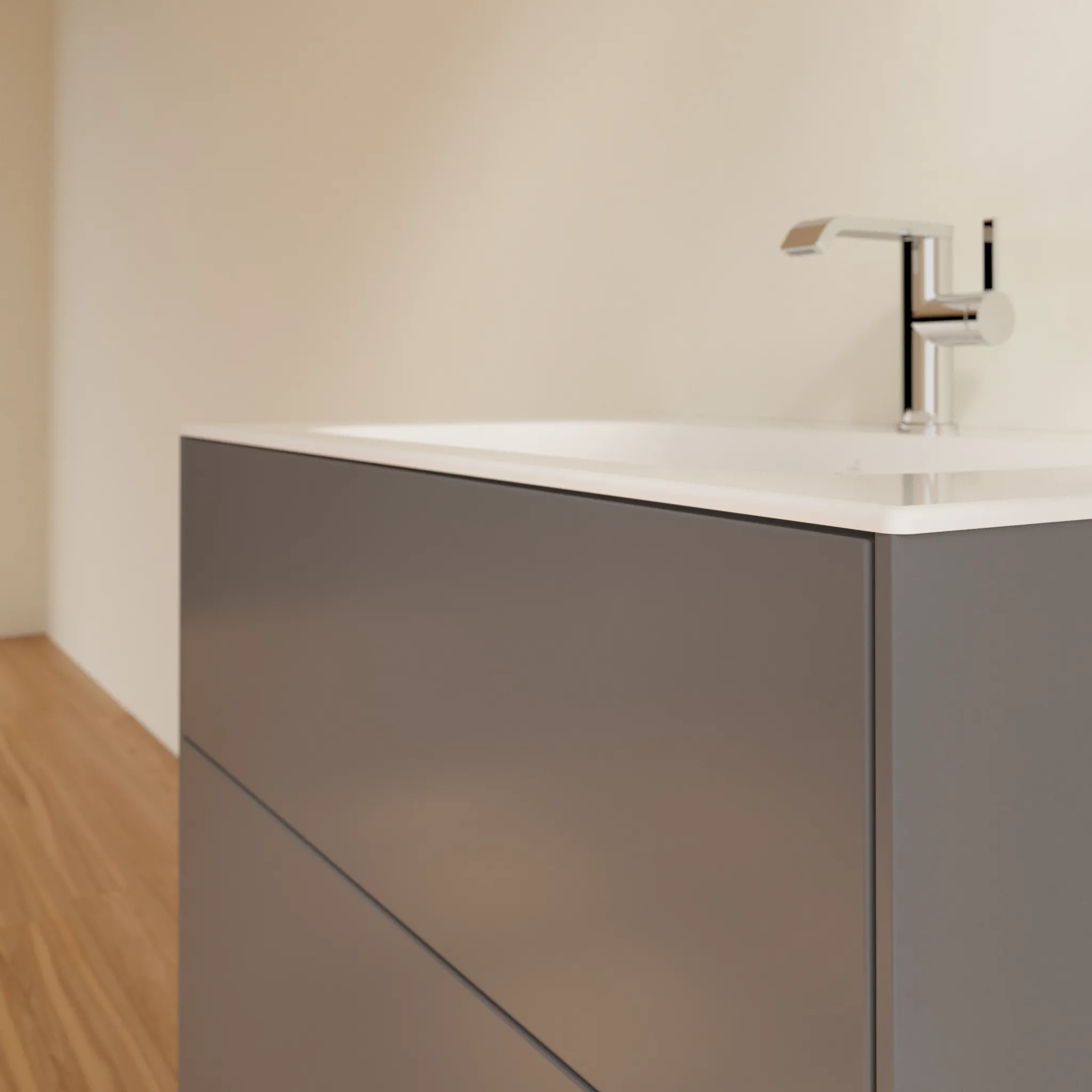 Villeroy & Boch Waschbeckenunterschrank Finion G01, Anthracite Matt Lacquer, 796x591x498mm, mit Beleuchtung und Push-to-open Funktion