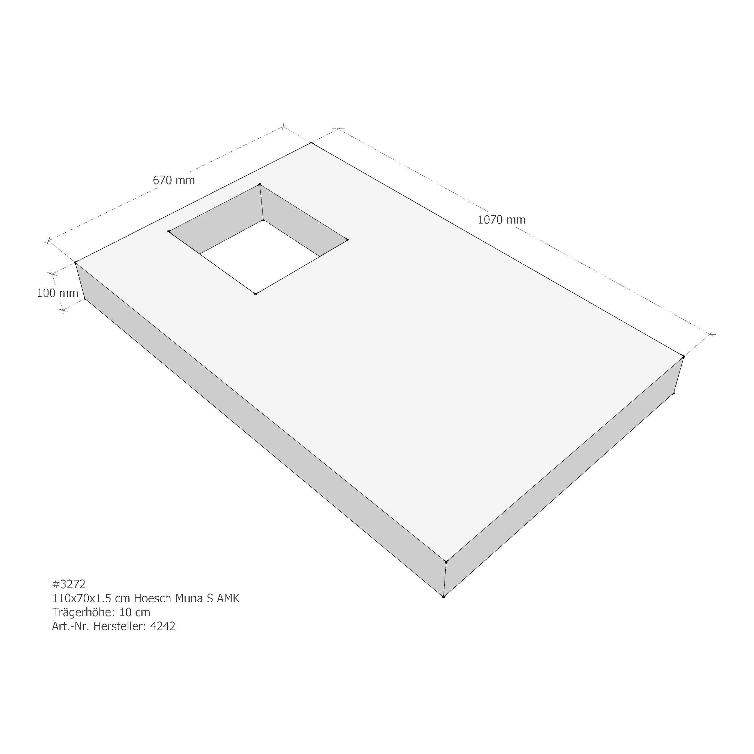 Duschwannenträger für Hoesch Muna S 110 × 70 × 1,5 cm Breite: 70 cm / Länge: 110 cm Duschwannenträger für Hoesch Muna S 110 × 70 × 1,5 cm Breite: 70 cm / Länge: 110 cm