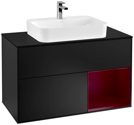 Villeroy & Boch Waschtischunterschrank „Finion“ für Schrankwaschtisch 1000 × 603 × 501 mm Black Matt Lacquer, für Becken mittig Villeroy & Boch Waschtischunterschrank „Finion“ für Schrankwaschtisch 1000 × 603 × 501 mm Black Matt Lacquer, für Becken mittig