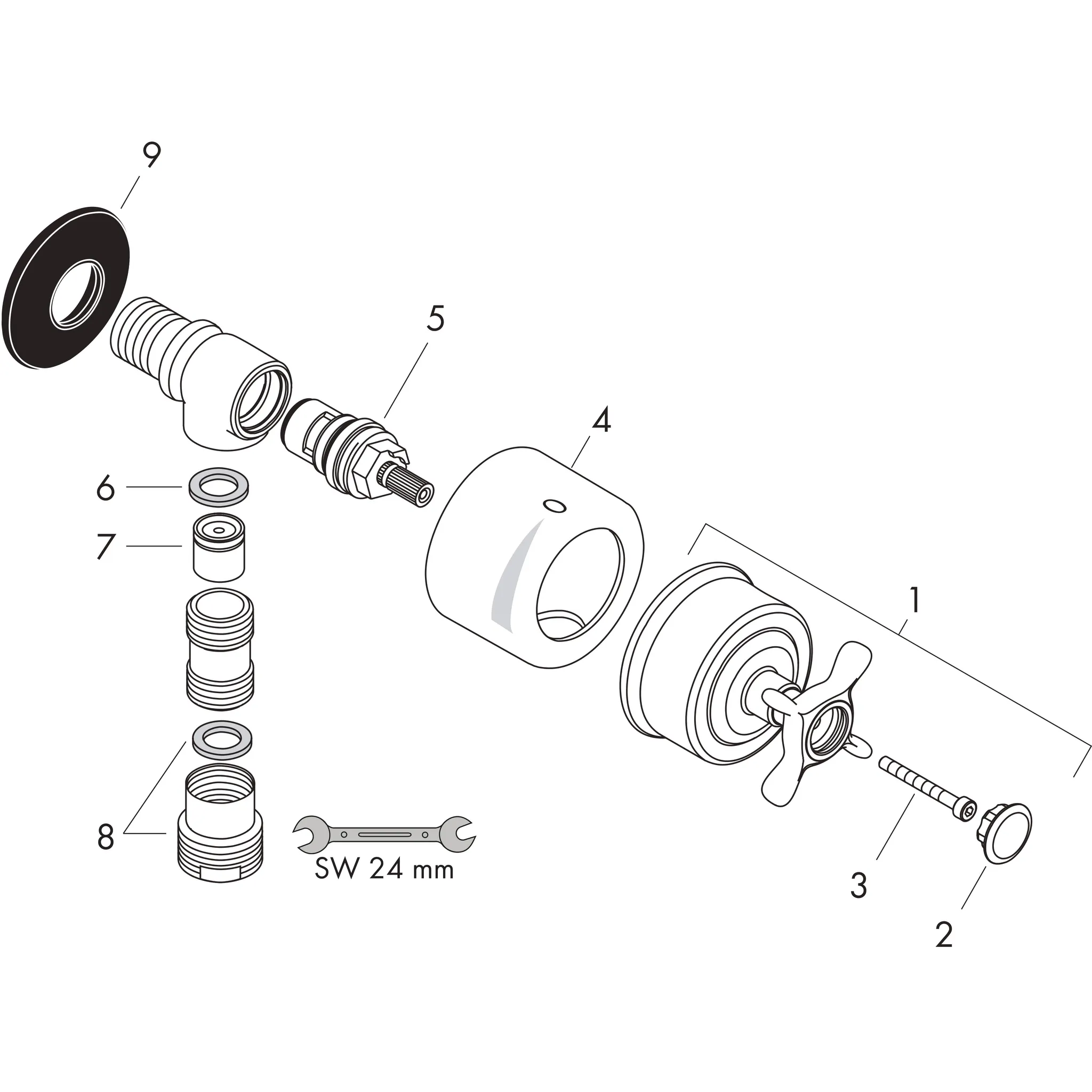 Wandabsperrventil Axor Montreux Fixfit Stop chr.Kreuzgr.Schlauchanschl. Wandabsperrventil Axor Montreux Fixfit Stop chr.Kreuzgr.Schlauchanschl.