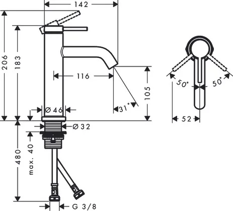 Tecturis S Einhebel-Waschtischmischer 110 ohne Ablaufgarnitur Chrom Tecturis S Einhebel-Waschtischmischer 110 ohne Ablaufgarnitur Chrom