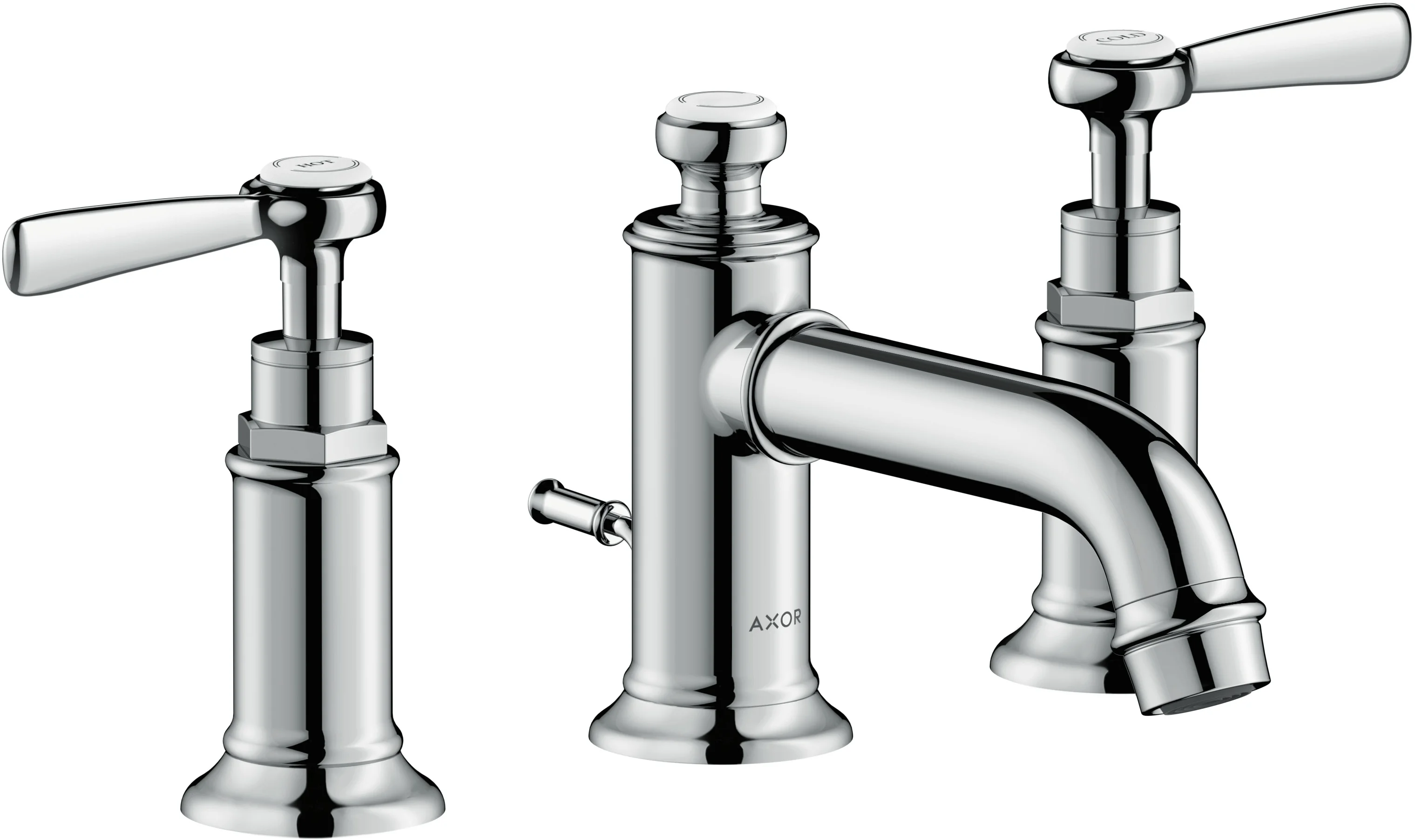 Hansgrohe AXOR Montreux 3-Loch Waschtischarmatur mit Hebelgriff in Chrom, Ausladung 143 mm, Auslaufhöhe 30 mm