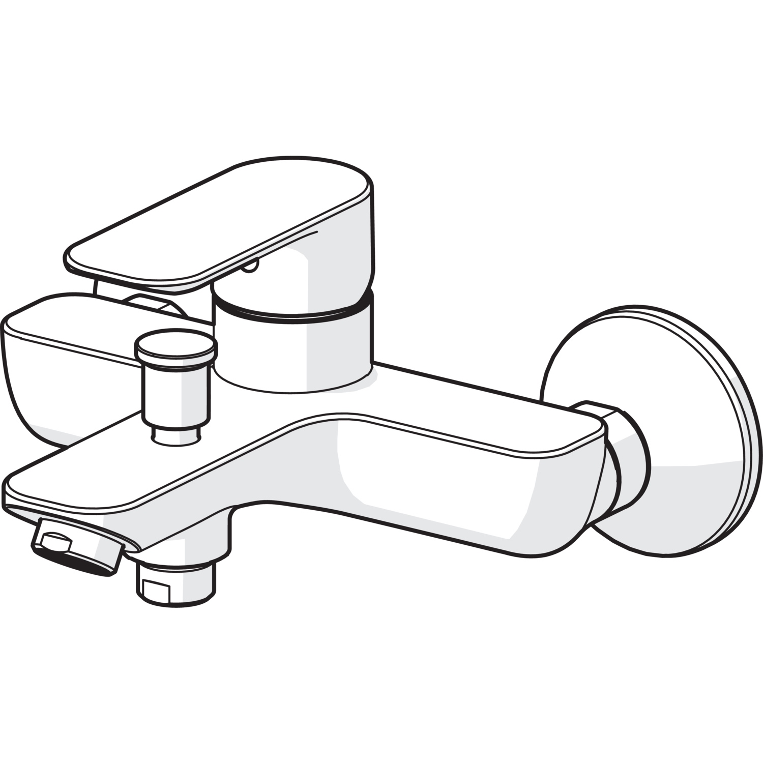 EHM Wannenfüll- und Brausebatterie BASIC 5544 Ausladung 165 mm DN15 Chrom