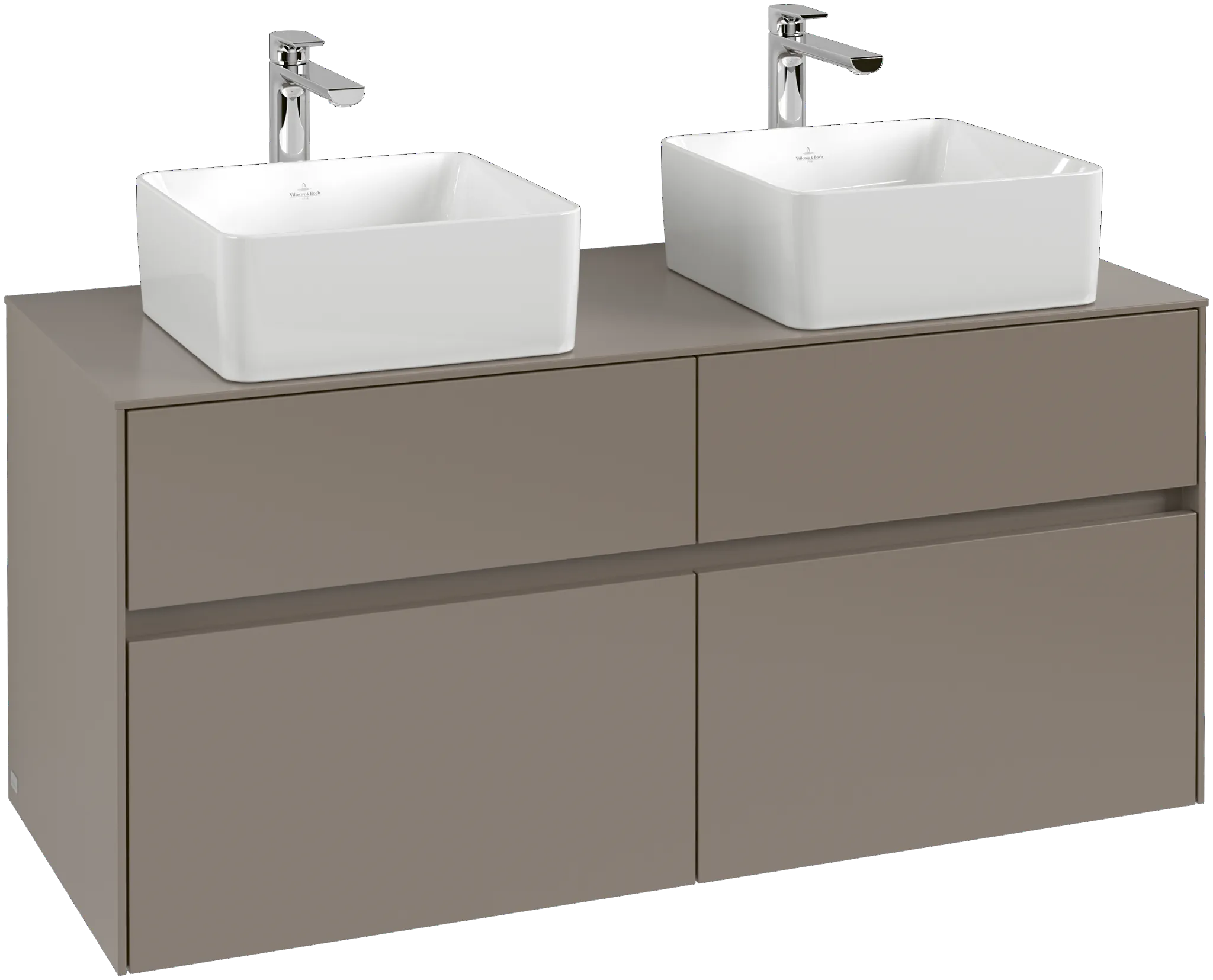 Villeroy & Boch Waschtischunterschrank „Collaro“ 1200 × 548 × 500 mm Taupe, mit Beleuchtung, für links und rechts