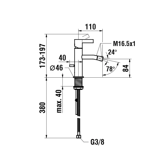 Einhebel-Bidetmischer Kartell Festauslauf Ausladung 110 mm mit Ablaufventil chrom