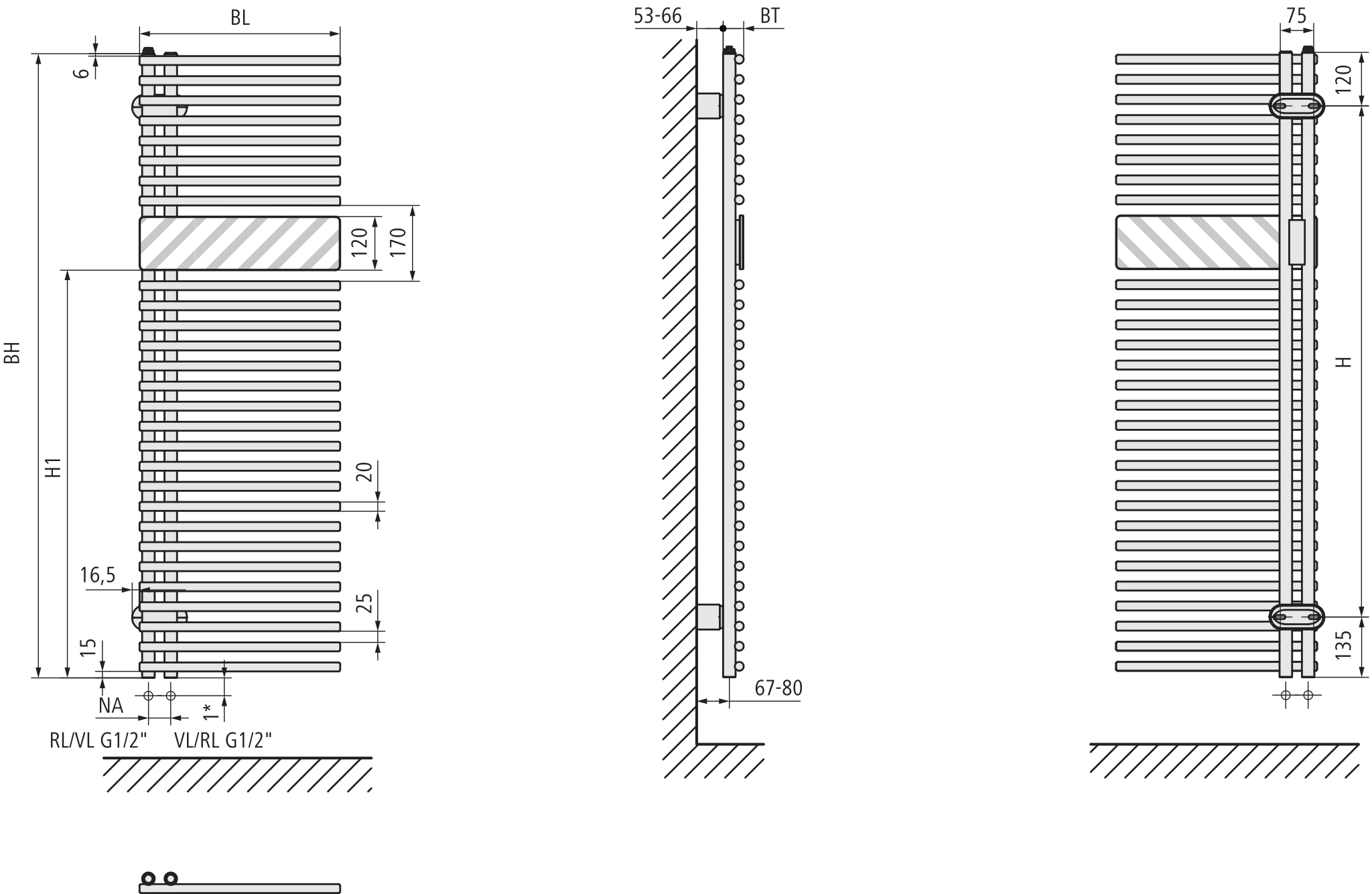 Kermi Design-Heizkörper „Credo® Half® round“ 45 × 100 cm
